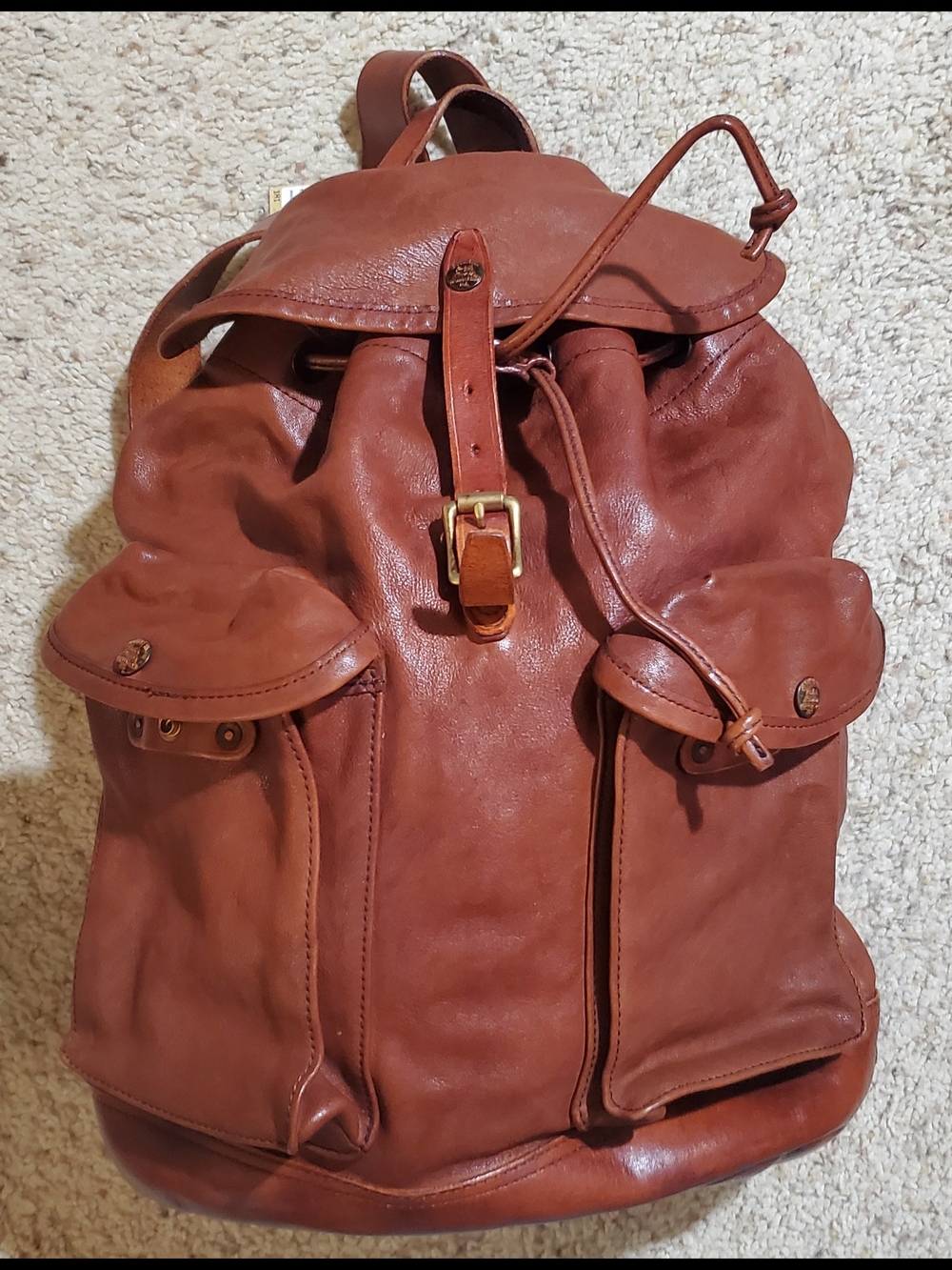 Ralph Lauren Double RL Brown Leather Backpack